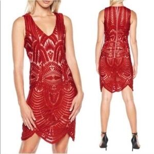 NWT Bardot Red Lipstick Lace Embroidered Sleeveless Mini Party Dress Size 4 XS
